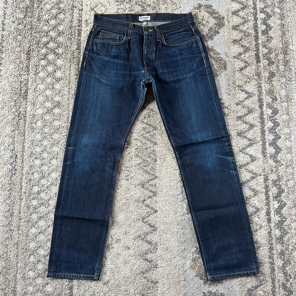 RPMWEST Selvedge Denim Slim Straight Dark Wash Jeans 29x30
